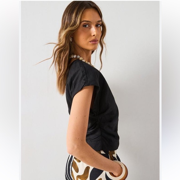Mango linen Black Women's Top - Picture 1 of 5